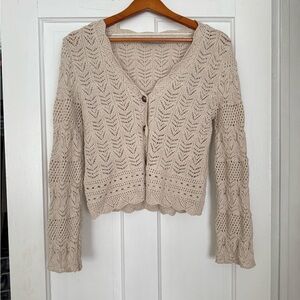 Mango Cream Crochet Cardigan Sweater